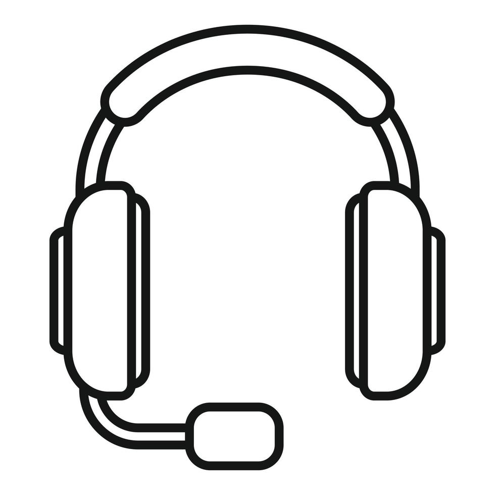 vector de contorno de icono de auriculares. micrófono de auriculares