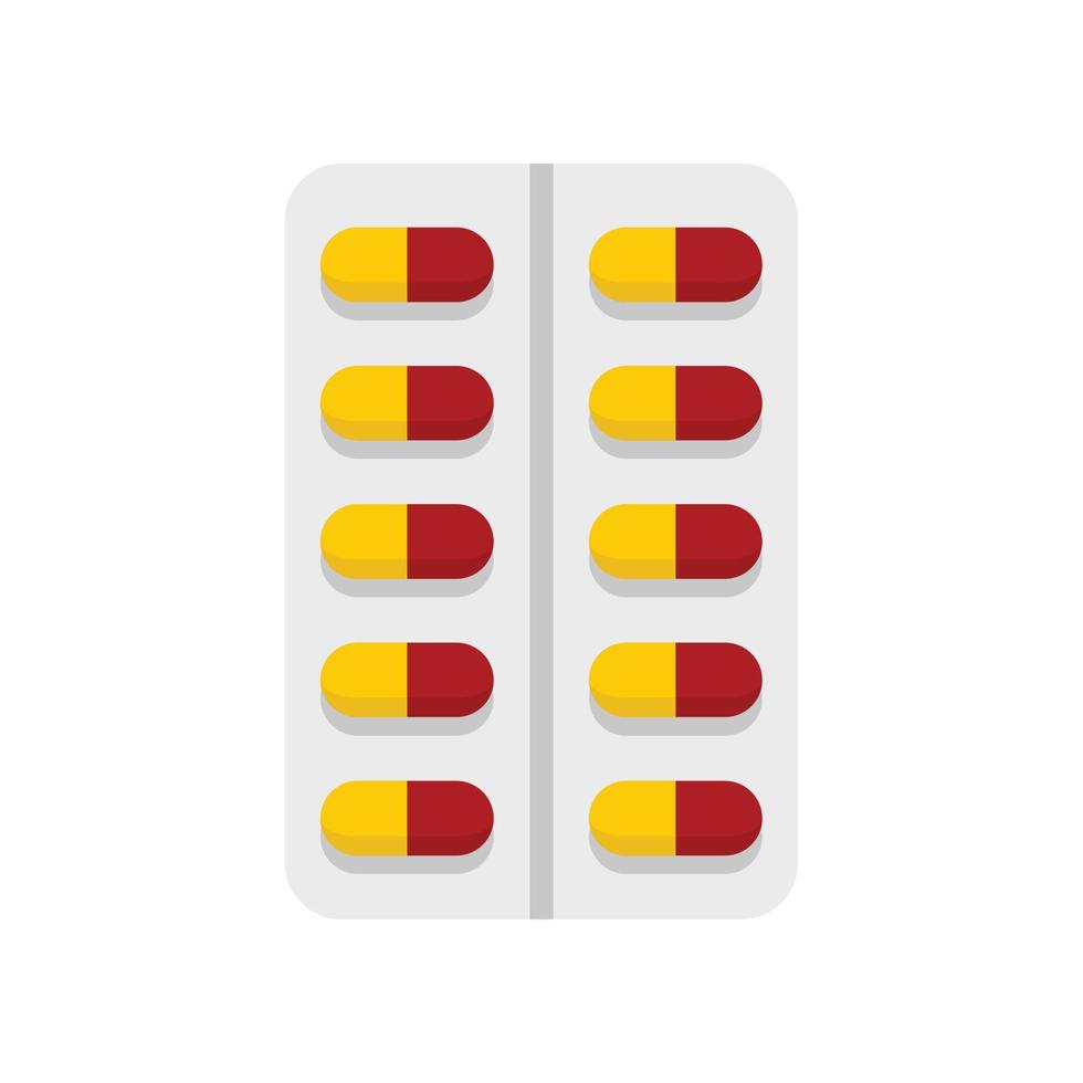 Pills pack icon flat isolated vector