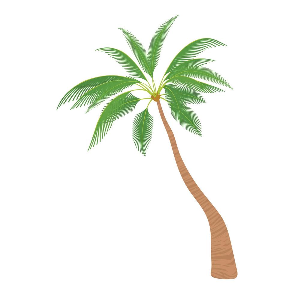 Sloped palm tree icon, cartoon style vector