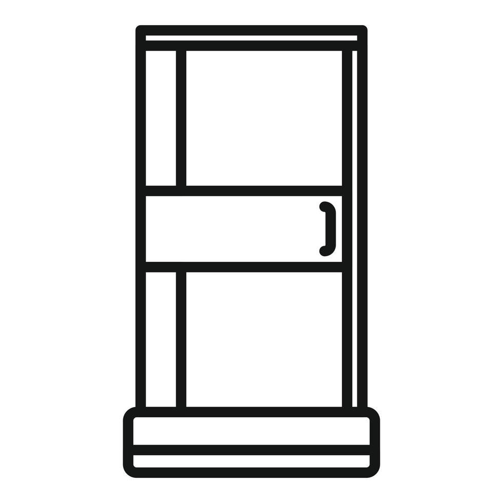 vector de contorno de icono de cabina de ducha de apartamento. puerta de cristal