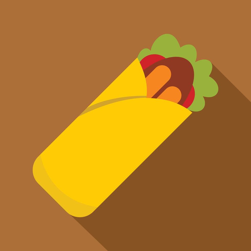 icono de doner kebab, estilo plano vector
