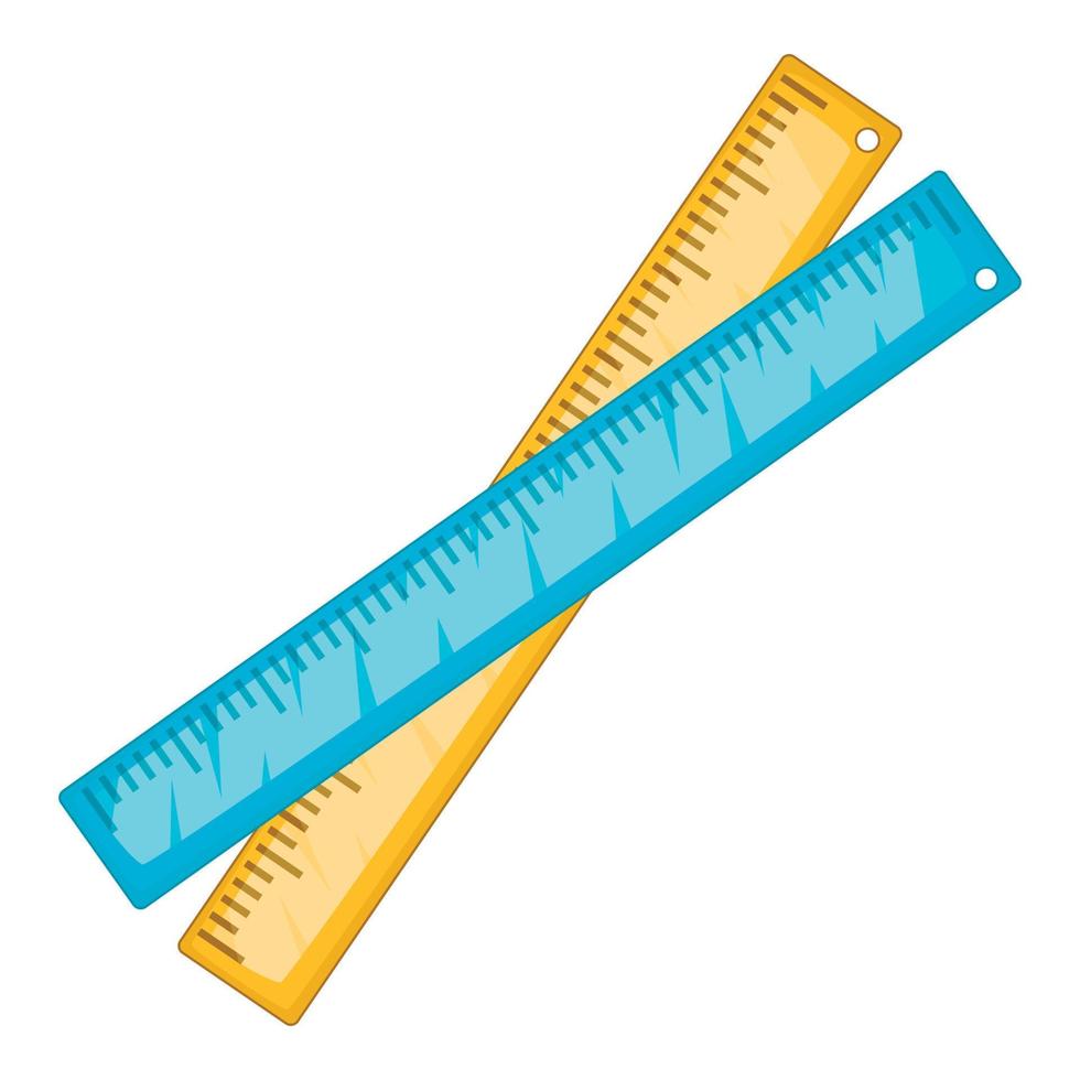 Two crossed rulers icon, cartoon style vector