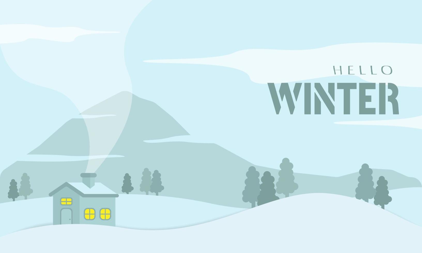 Winter season background with little house vector