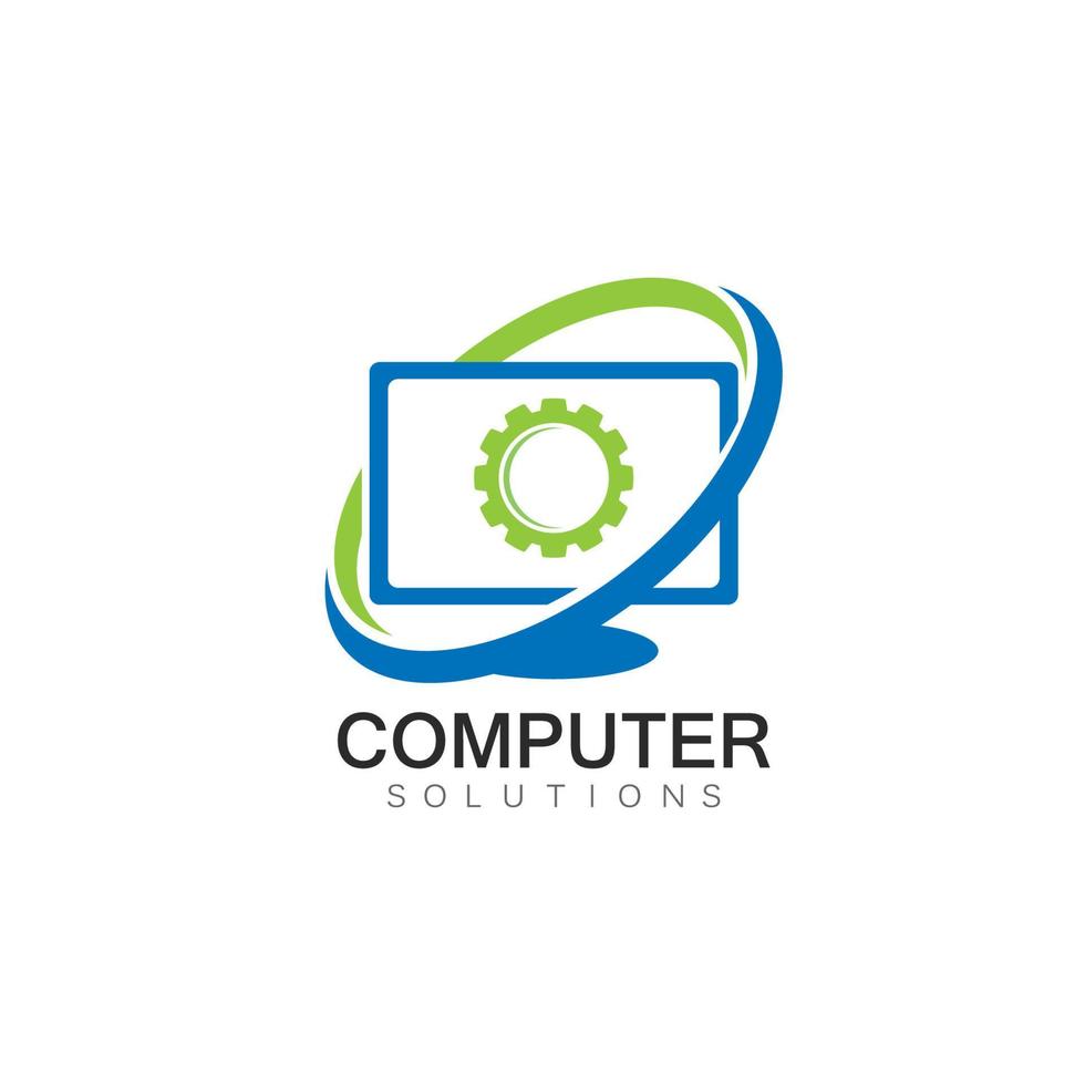 ilustración de icono de plantilla de logotipo de reparación de computadora de vector y computadora portátil