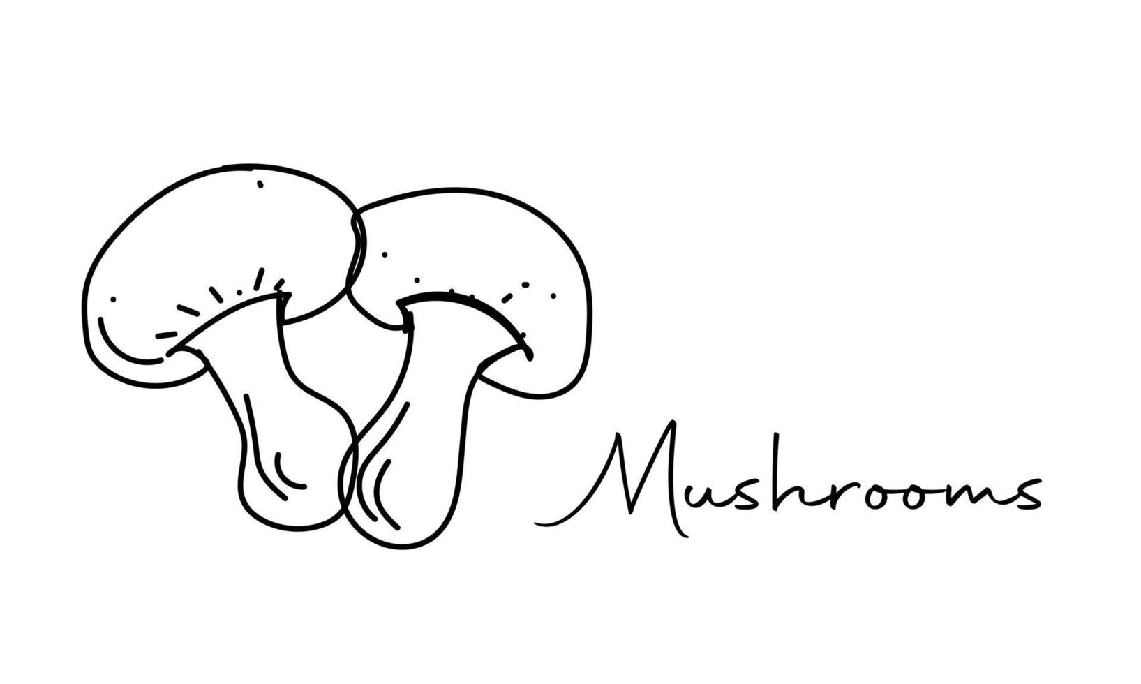Hand drawn mushroom doodle vector illustration isolated on white background. Can be used for magazine, book, poster, card, menu cover, web pages.