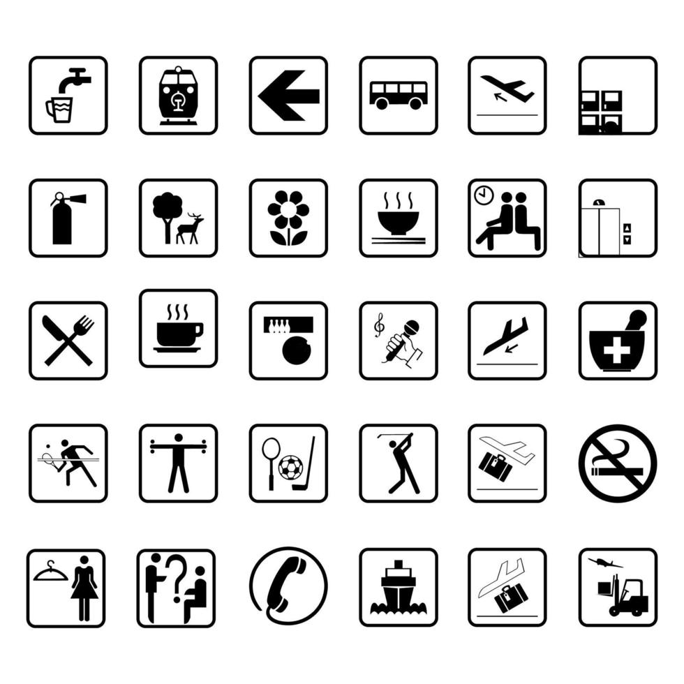 Vector set of icons with various symbols