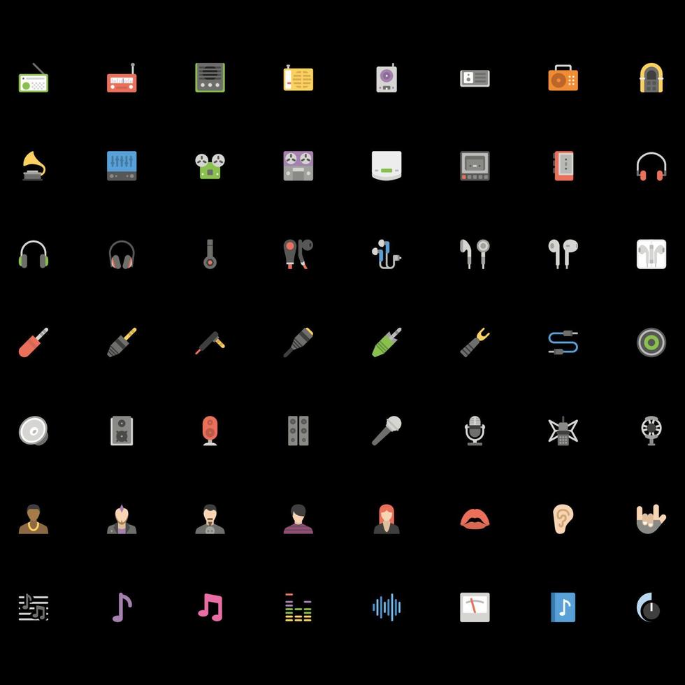 Vector set of colorful icons with various categories