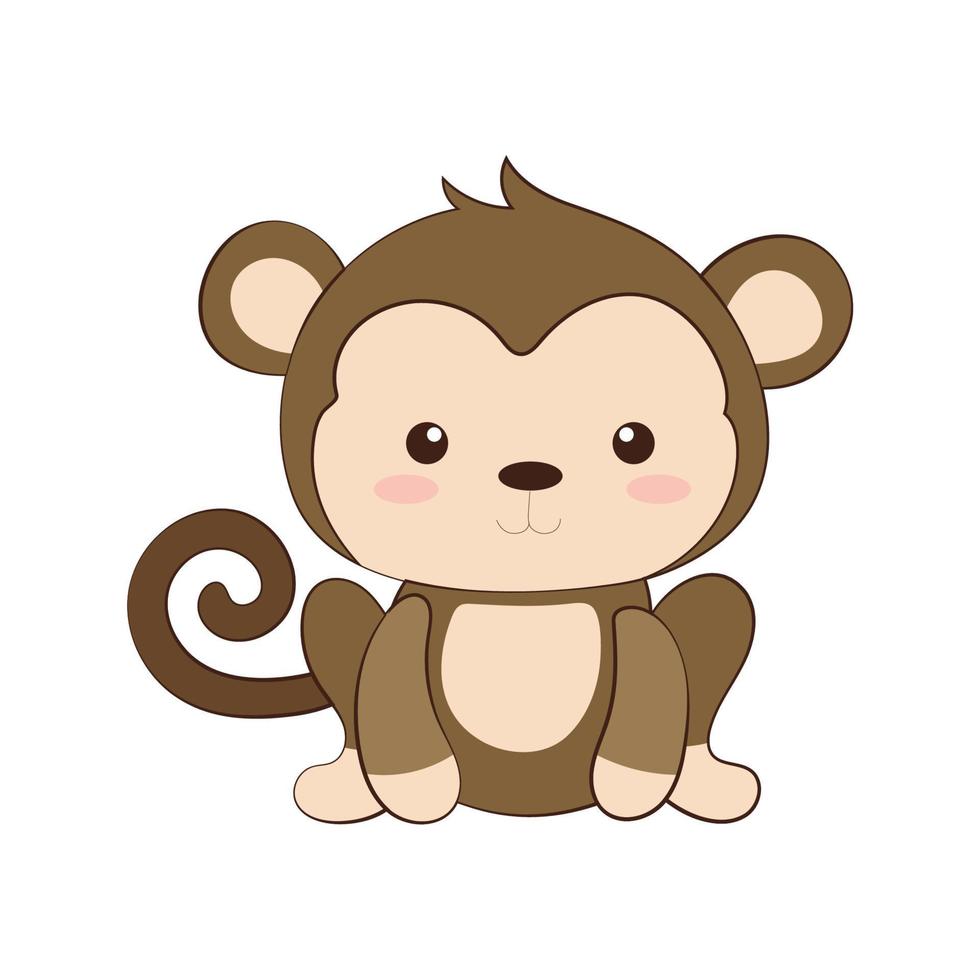 Vector illustration of a monkey in a funny cartoon style