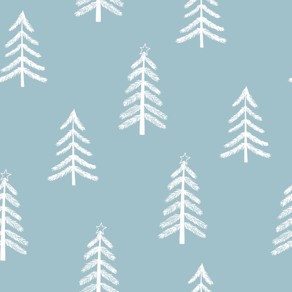 árbol de navidad de patrones sin fisuras dibujado a mano en estilo garabato. silueta, simple, minimalismo, monocromo, escandinavo. papel pintado, papel de regalo, fondo textil vector