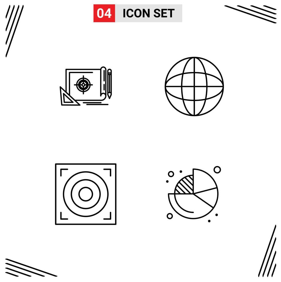 4 Line concept for Websites Mobile and Apps achievement design marketing globe web Editable Vector Design Elements