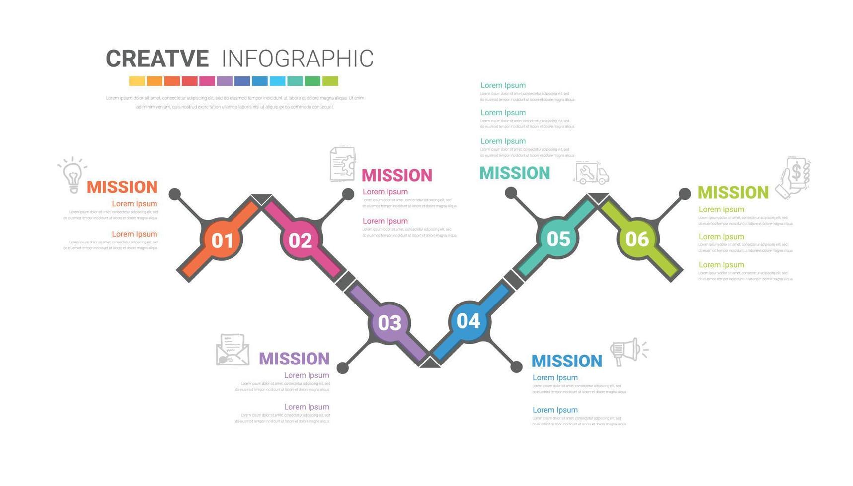 infographic template with 6 options vector