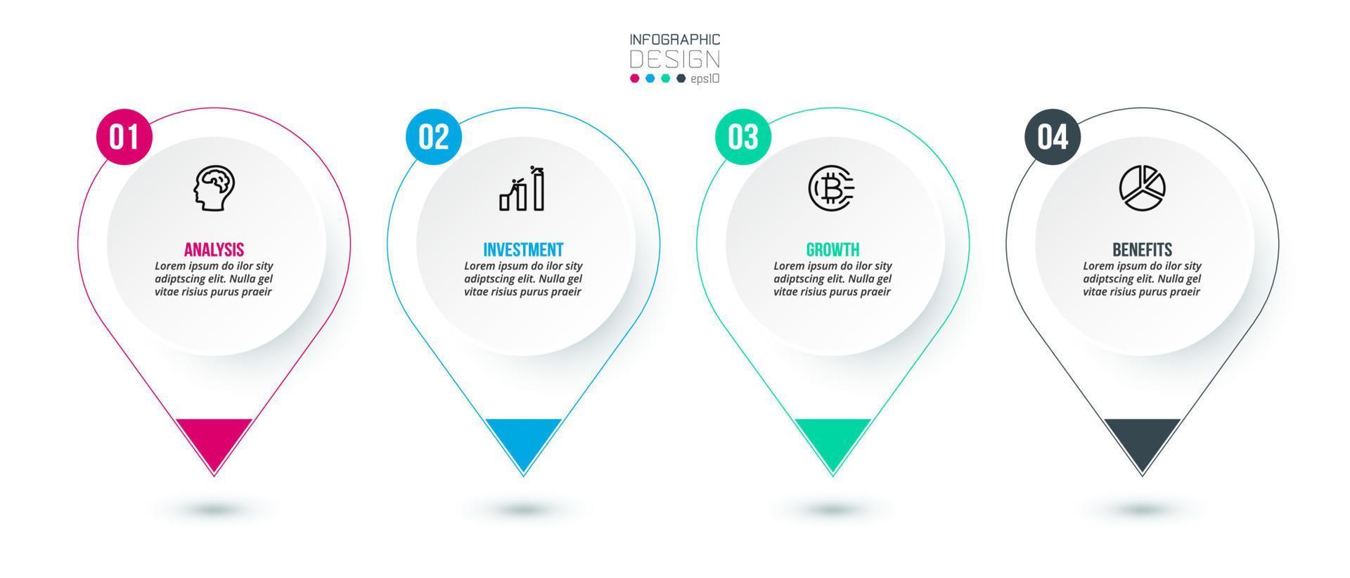 concepto de negocio de plantilla infográfica con paso. vector