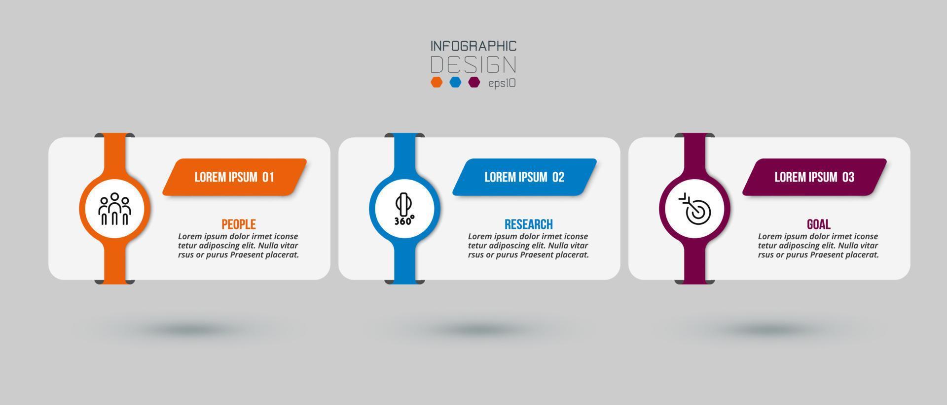 concepto de negocio de plantilla infográfica con paso. vector