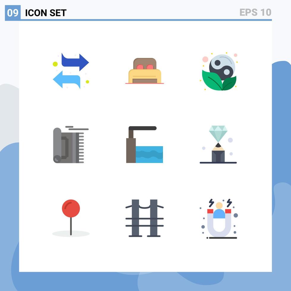 paquete de iconos de vector de stock de 9 signos y símbolos de línea para piscina rezar símbolo alfombra alfombra elementos de diseño vectorial editables