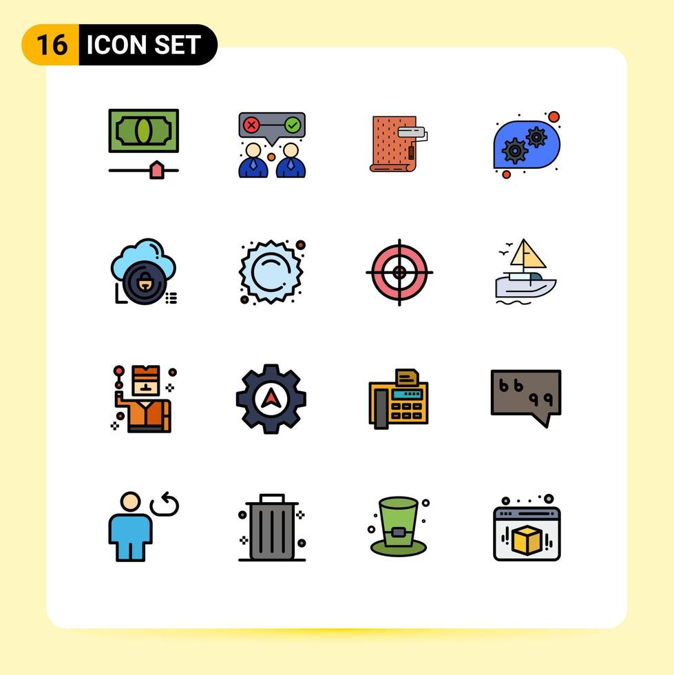 16 Creative Icons Modern Signs and Symbols of secure cloud interior technical support gear Editable Creative Vector Design Elements