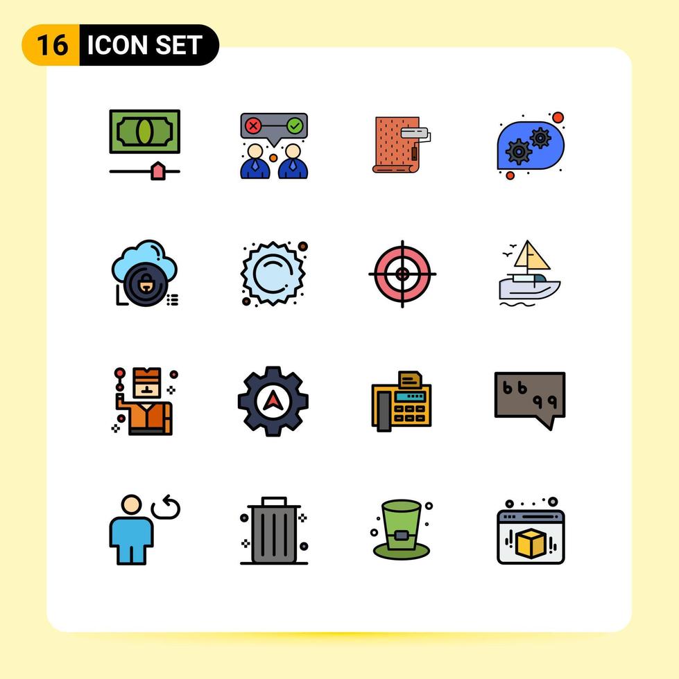 16 iconos creativos signos y símbolos modernos de equipo de soporte técnico interior de nube segura elementos de diseño de vectores creativos editables
