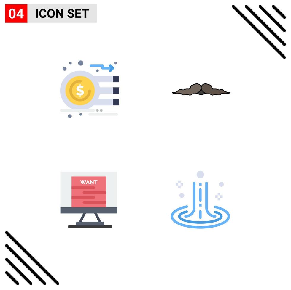 4 Thematic Vector Flat Icons and Editable Symbols of analysis men graph hipster poster Editable Vector Design Elements