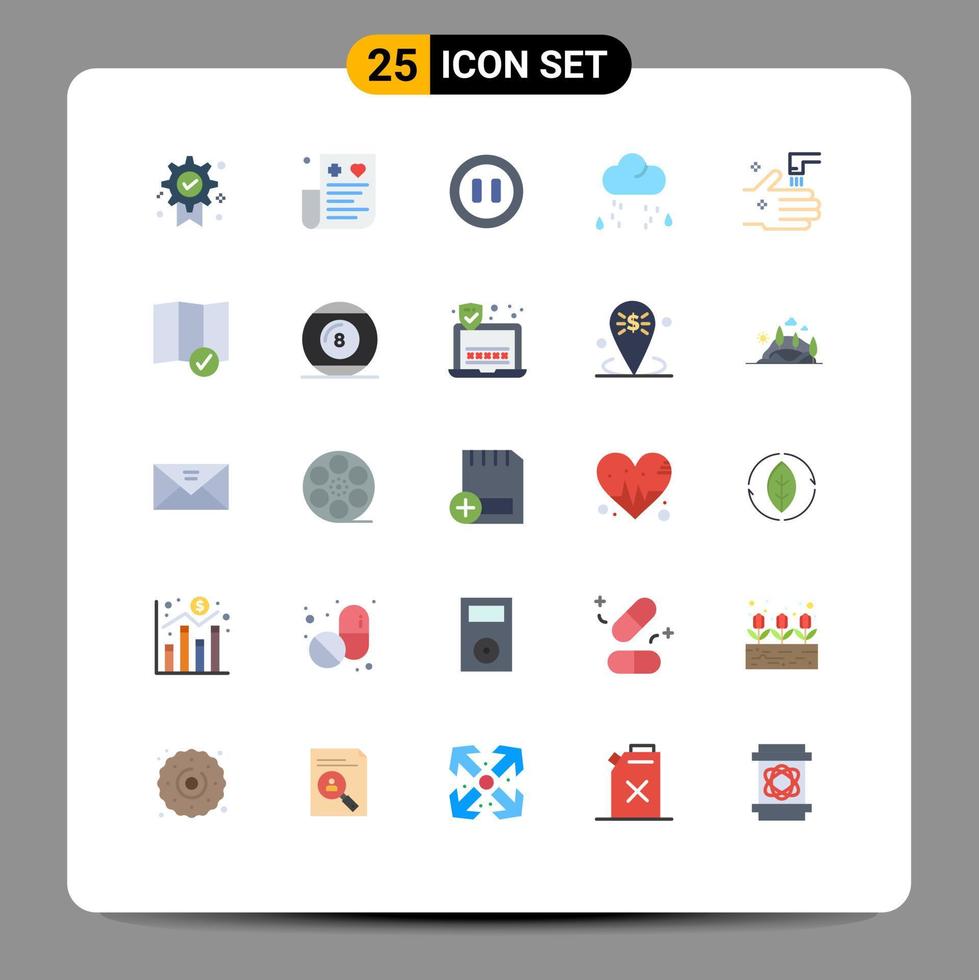 Set of 25 Modern UI Icons Symbols Signs for faucet rain finance weather cloud Editable Vector Design Elements