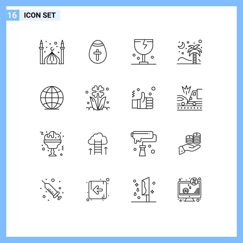 Stock Vector Icon Pack of 16 Line Signs and Symbols for islamic tree holidays palm logistic Editable Vector Design Elements