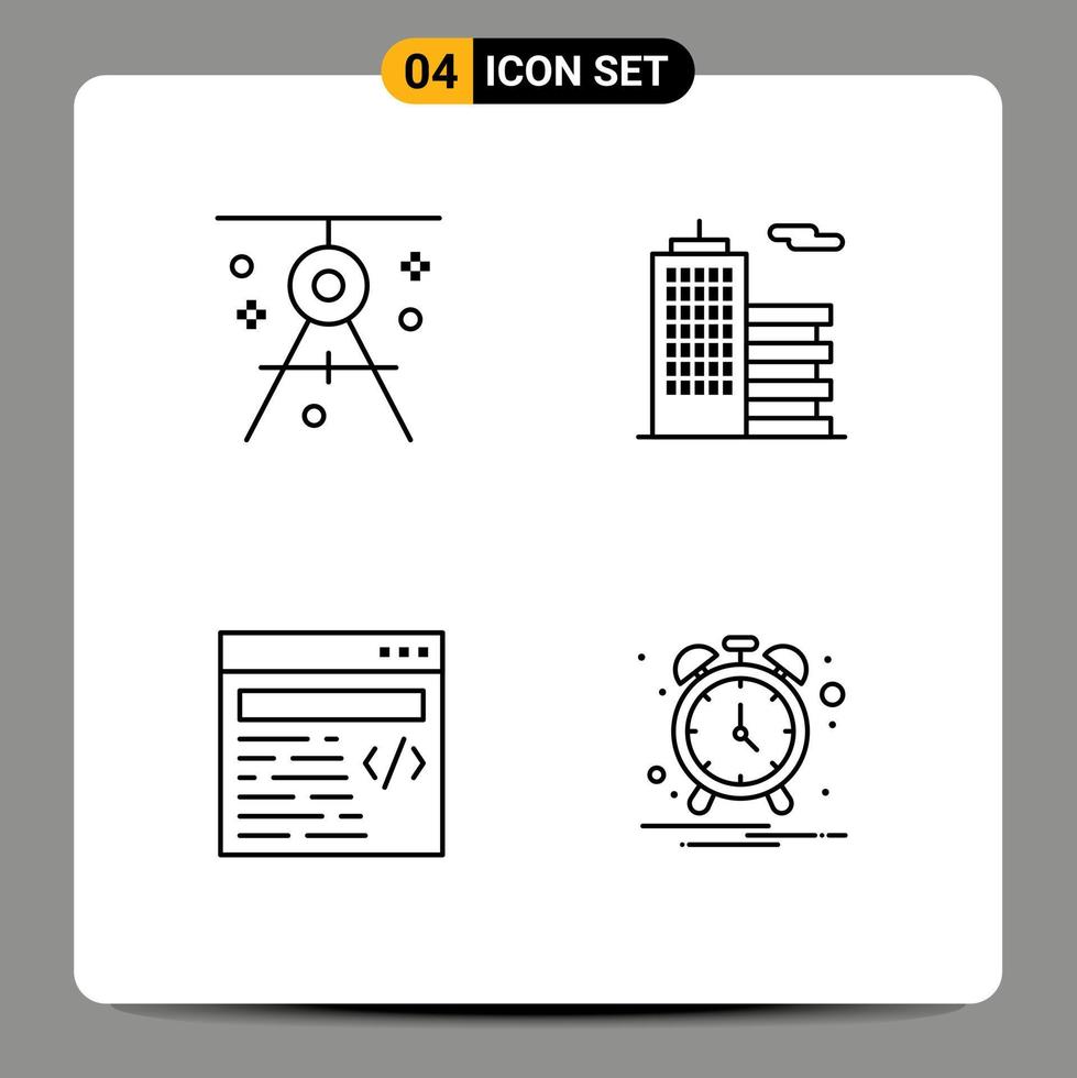 Line Pack of 4 Universal Symbols of architecture web drafting business text Editable Vector Design Elements