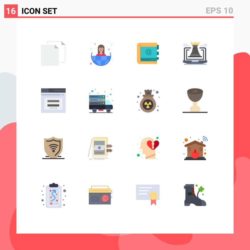 Universal Icon Symbols Group of 16 Modern Flat Colors of fort castle book telephone internet Editable Pack of Creative Vector Design Elements
