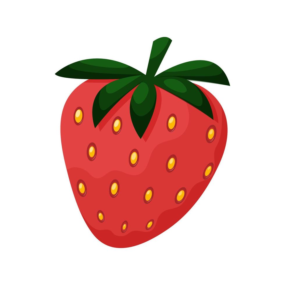 Strawberry on white background. Vector illustration in flat cartoon style.