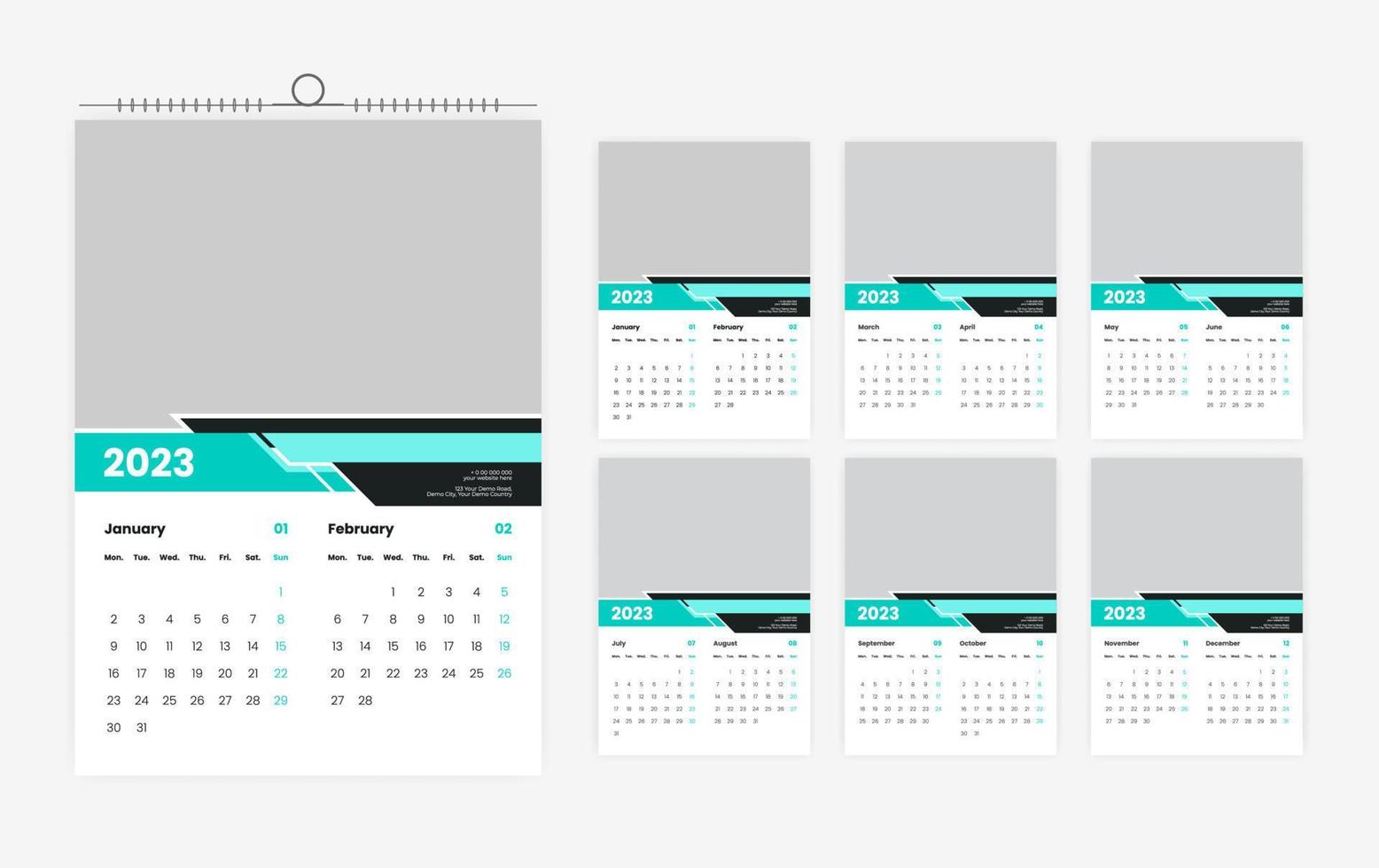 12 page 2023 wall calendar design template vector