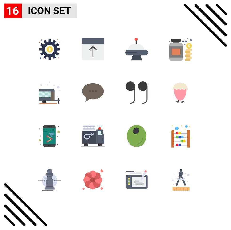 16 Universal Flat Colors Set for Web and Mobile Applications agriculture money layout jar ufo Editable Pack of Creative Vector Design Elements