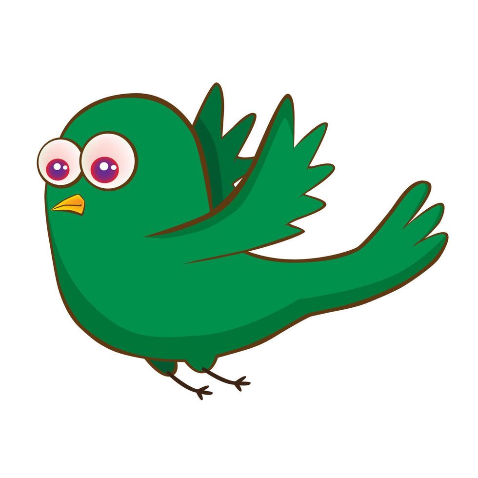 Green bird on a white background. vector