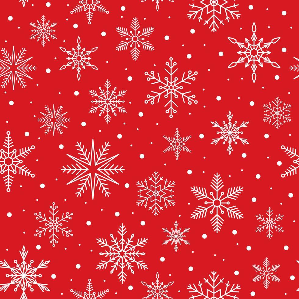 Christmas pattern with snowflakes on a red background vector