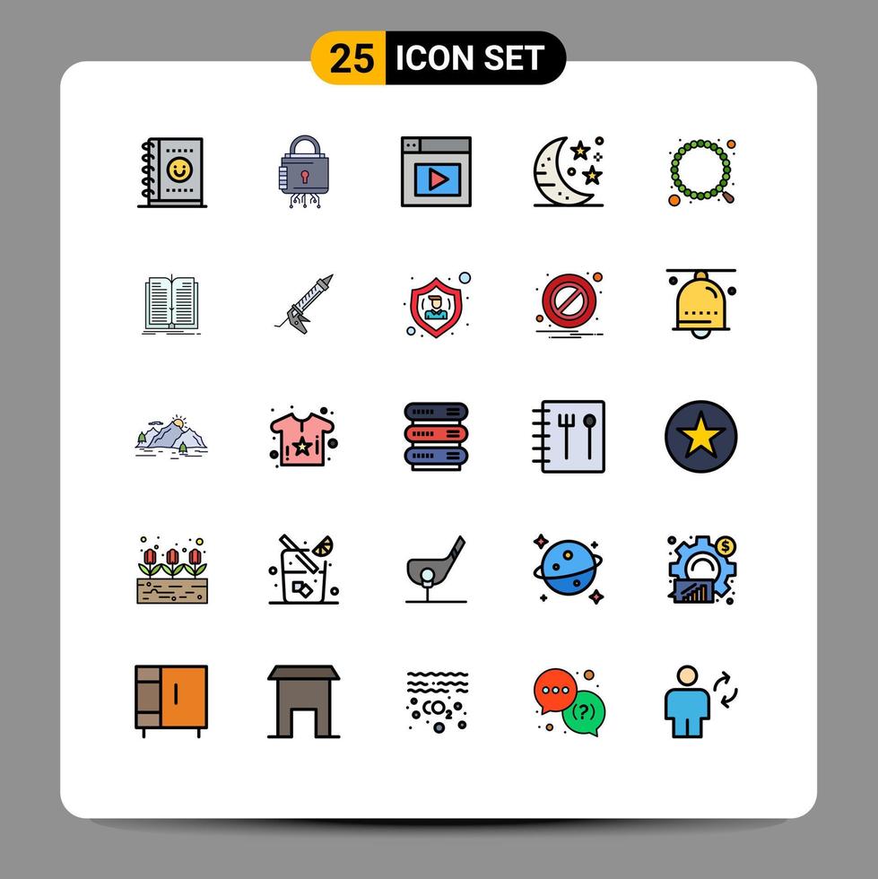 25 iconos creativos signos y símbolos modernos de rosario fiesta web musulmana bebida elementos de diseño vectorial editables vector