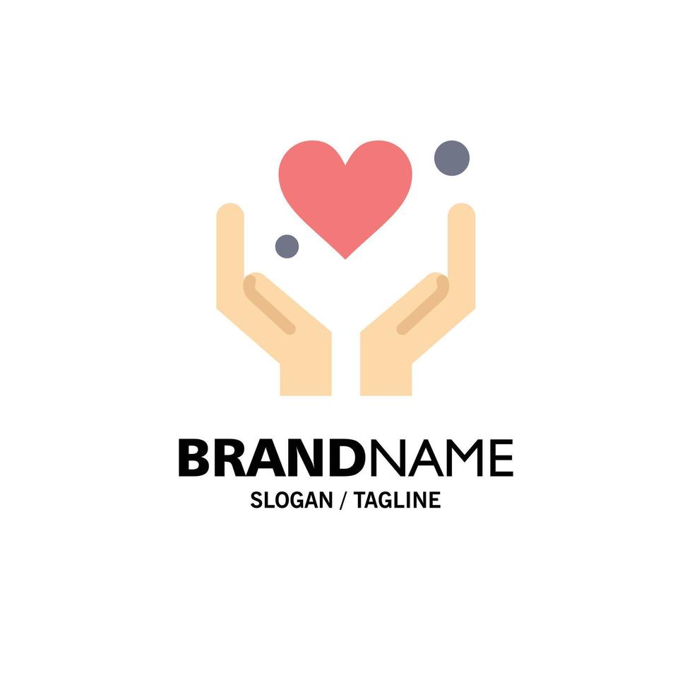 Hand Heart Love Motivation Business Logo Template Flat Color vector