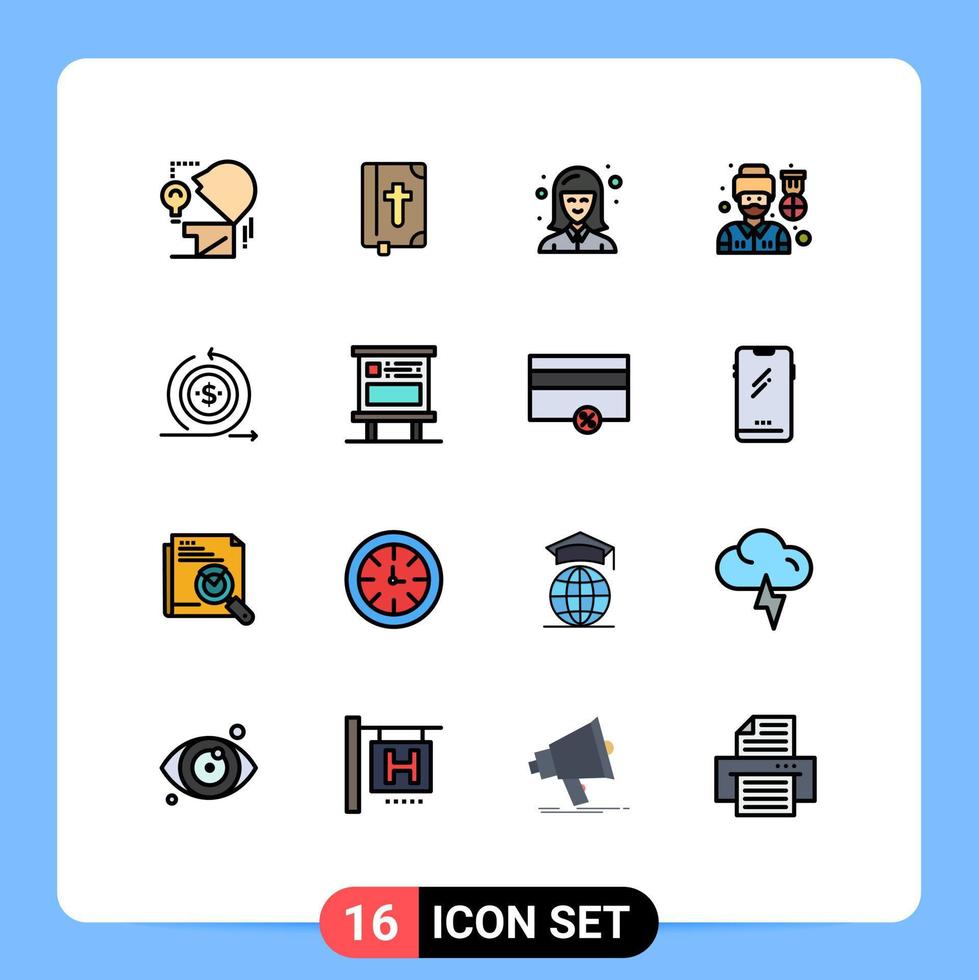 Set of 16 Modern UI Icons Symbols Signs for investment man female soldier driver Editable Creative Vector Design Elements