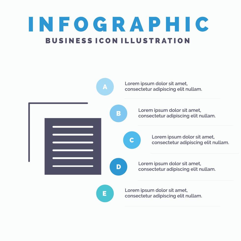 Document File User Interface Solid Icon Infographics 5 Steps Presentation Background vector