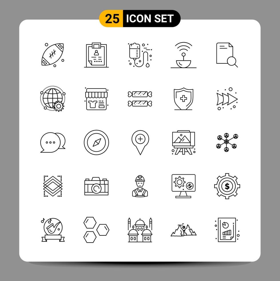 25 Black Icon Pack Outline Symbols Signs for Responsive designs on white background. 25 Icons Set. vector