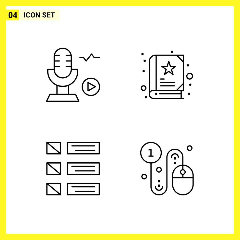 4 Icon Set. Simple Line Symbols. Outline Sign on White Background for Website Design Mobile Applications and Print Media. vector