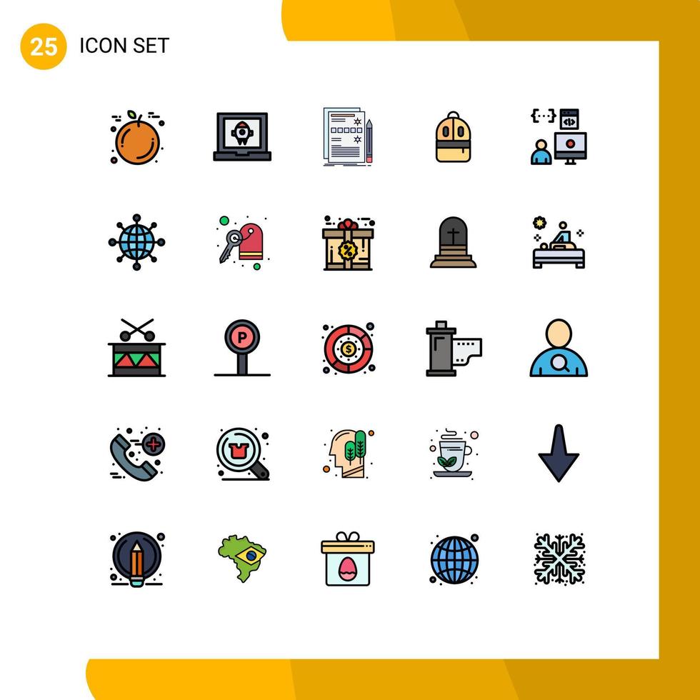 conjunto de 25 iconos modernos de la interfaz de usuario signos de símbolos para codificar elementos de diseño vectorial editables de la bolsa de estudio de datos de lectura vector