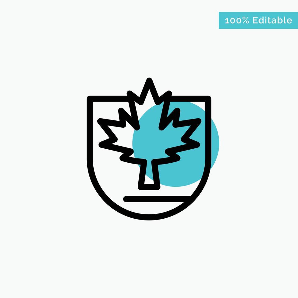 Security Leaf Canada Shield turquoise highlight circle point Vector icon