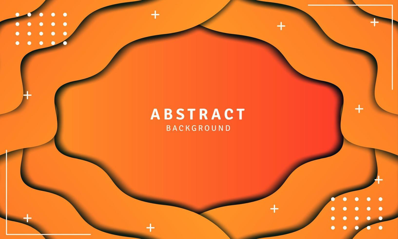 Abstract waves paper banner background in gradient orange color with modern style vector