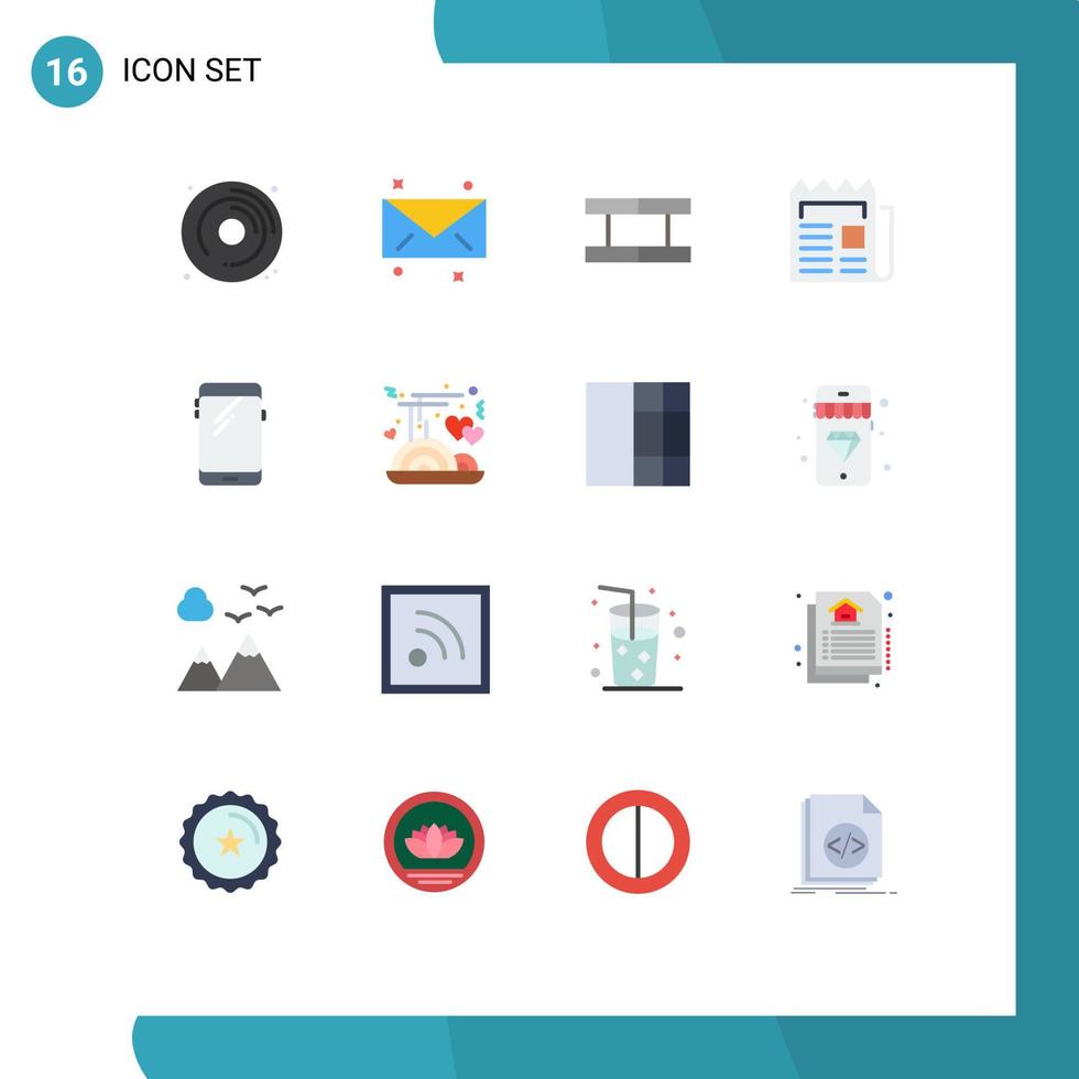 conjunto de 16 iconos de interfaz de usuario modernos signos de símbolos para teléfono móvil boletín de papel deportivo paquete editable de elementos de diseño de vectores creativos