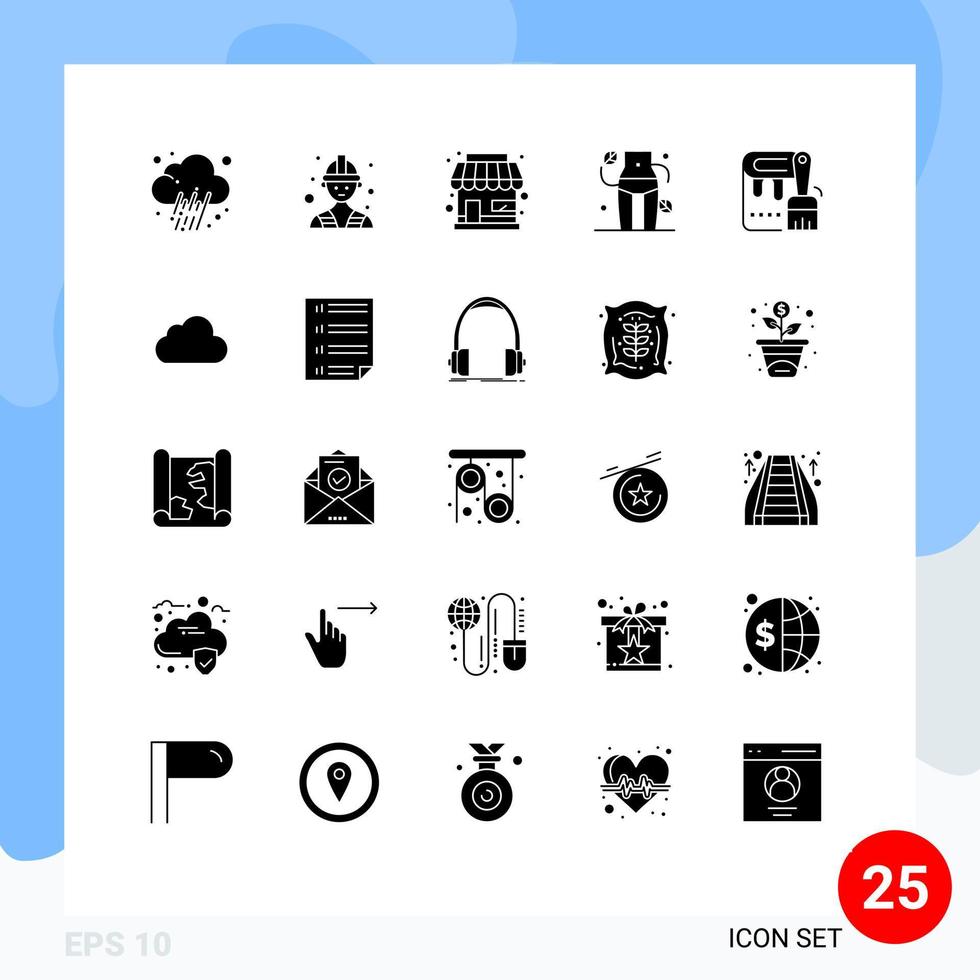 paquete de iconos vectoriales de stock de 25 signos y símbolos de línea para elementos de diseño vectorial editables de cintura de mujer de tienda de pinceles de pintura vector