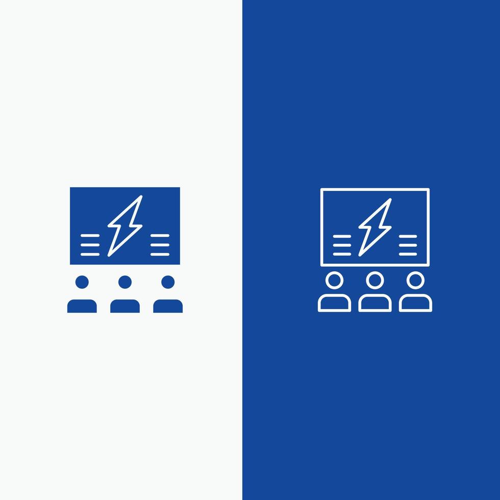 Brainstorming Group Idea Solution Team Think Thinking Line and Glyph Solid icon Blue banner Line and Glyph Solid icon Blue banner vector