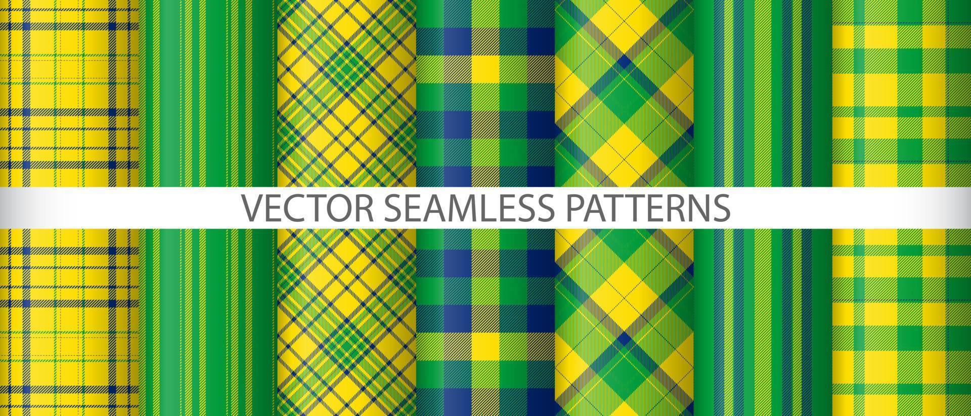 Set fabric plaid seamless. Vector textile check. Pattern background texture tartan.