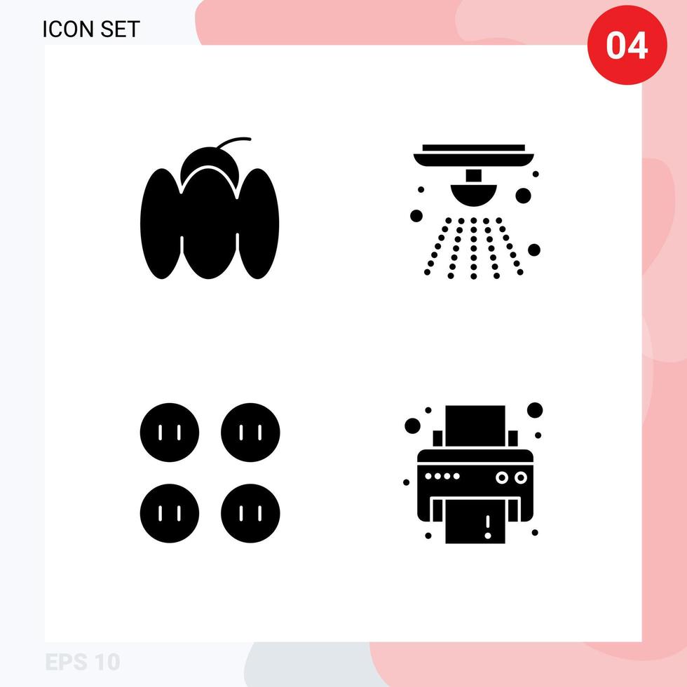 Pack of 4 creative Solid Glyphs of bell clothes vegetables bell device Editable Vector Design Elements