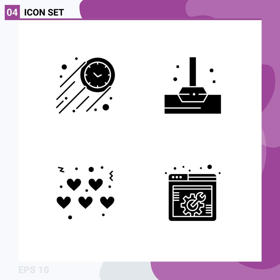 Stock Vector Icon Pack of 4 Line Signs and Symbols for fast valentines time bathroom web options Editable Vector Design Elements