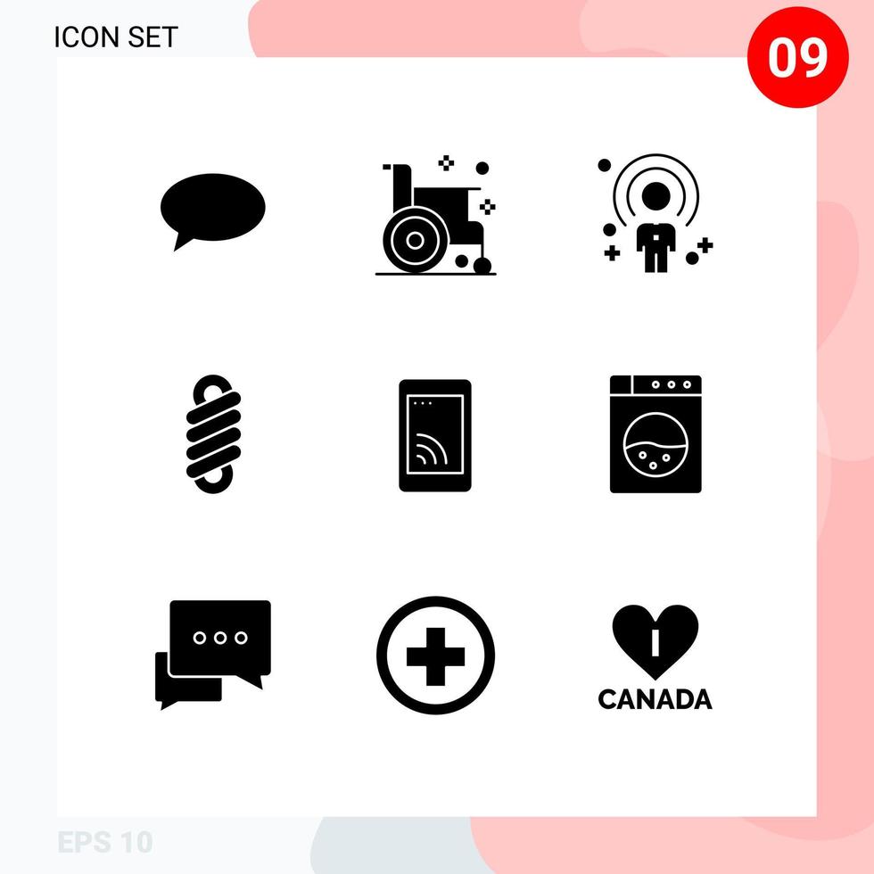 Modern Set of 9 Solid Glyphs and symbols such as mobile spring medicine double person Editable Vector Design Elements