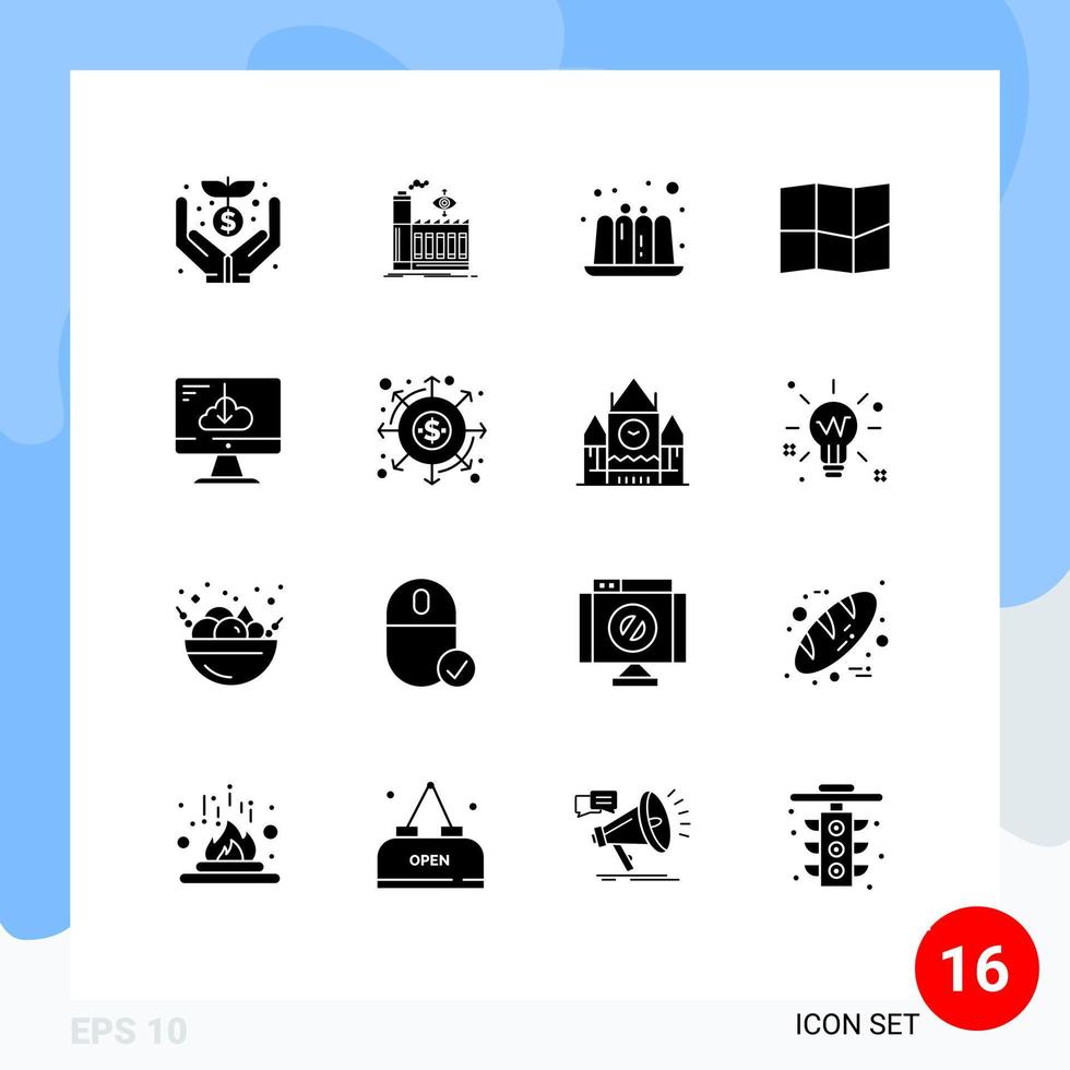Stock Vector Icon Pack of 16 Line Signs and Symbols for installation driver cake download map Editable Vector Design Elements