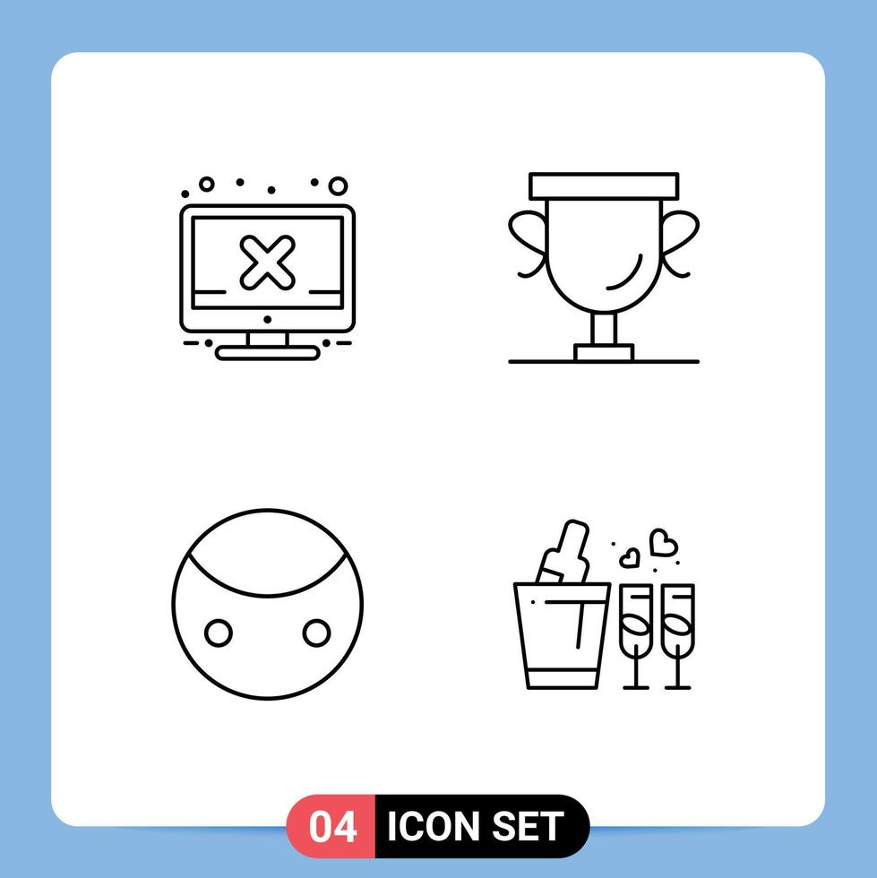 4 Thematic Vector Filledline Flat Colors and Editable Symbols of computer sign error prize symbols Editable Vector Design Elements
