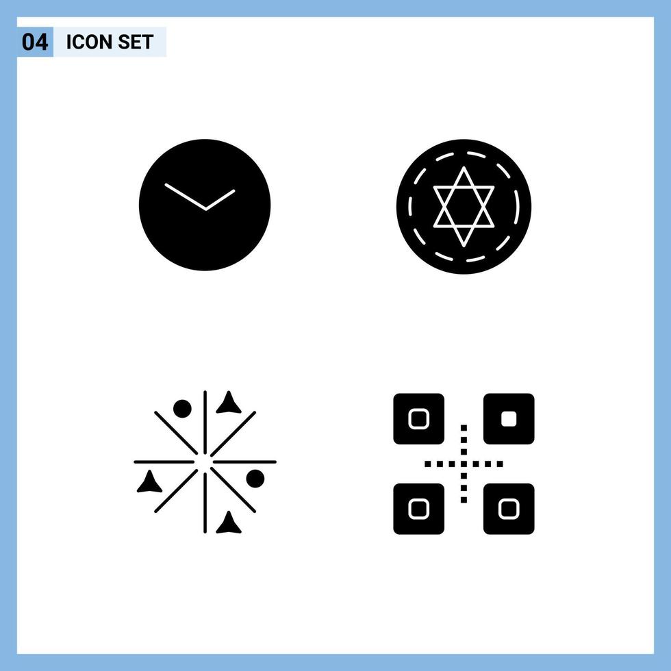 Set of Vector Solid Glyphs on Grid for basic stars clock magic fish Editable Vector Design Elements