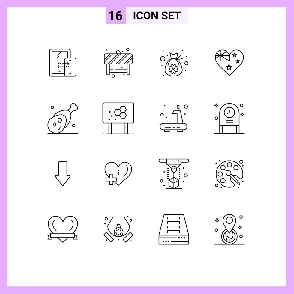 Universal Icon Symbols Group of 16 Modern Outlines of gammon nation bag flag australia Editable Vector Design Elements